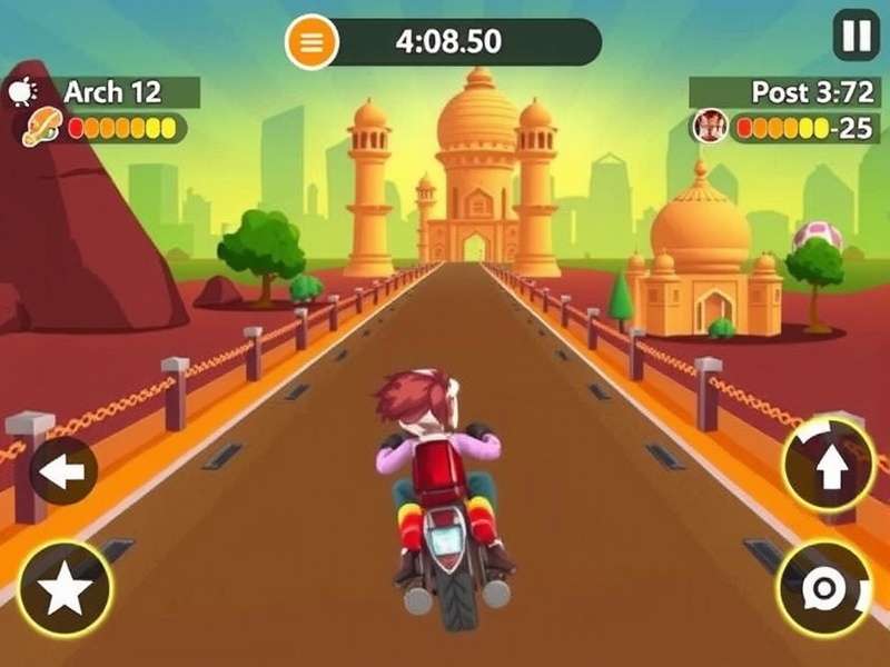 Blazing Garland Dash gameplay screenshot showing vibrant Indian landscapes